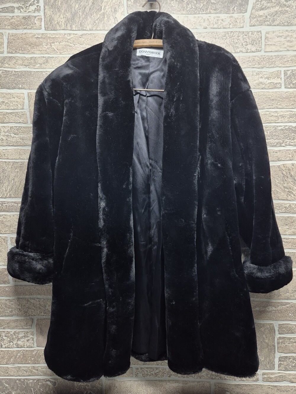 Black Faux Fur Coat Donnybrook Size S